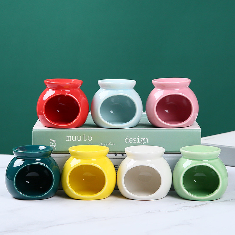 Home Fragrance Oil Burner - เตาเผาน้ำมันหอมระเหยพอร์ซเลน ที่วางเทียนขนาดเล็ก งานเซรามิกสีพื้น ของตกแต่งบ้าน ห้องนั่งเล่น
