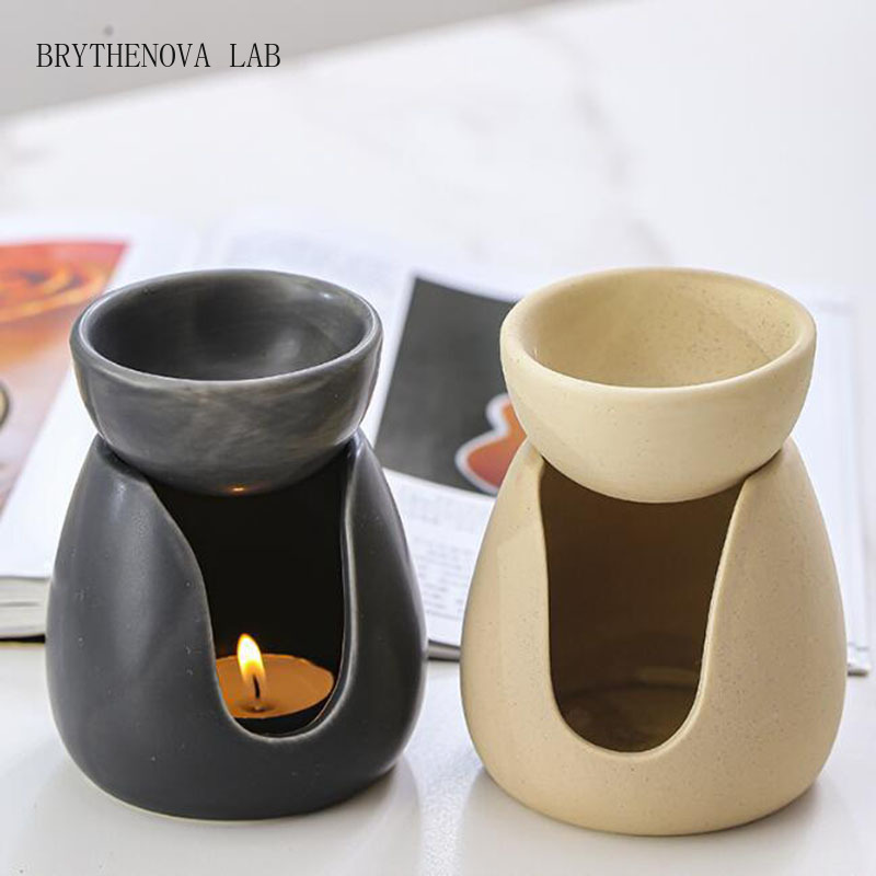 Home Fragrance Oil Burner - เตาเผาน้ำมันหอมระเหยเซรามิก สีเหลืองดำ สำหรับตกแต่งบ้าน