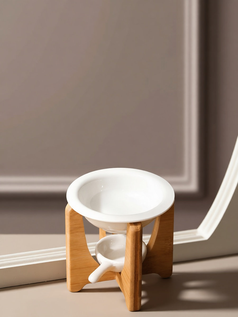Home Fragrance Oil Burner - ชุดเตาเผาน้ำมันหอมระเหยแบบเทียนทีไลท์ ทำจากไม้ไผ่และเซรามิก เครื่องกระจายกลิ่นหอมแบบใช้ซ้ำได้ สำหรับบ้าน สำนักงาน สปา