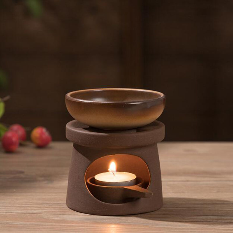 Home Fragrance Oil Burner - เครื่องปั้นดินเผาหยาบน้ํามันหอมระเหยเตาชาเตาน้ํามันหอมระเหย Burner เทียนในร่มน้ําหอม Censer Home Decor