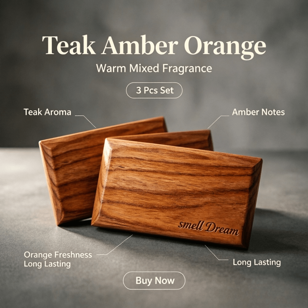 Home Fragrance Vaporizer - น้ำหอมปรับอากาศในรถยนต์ กลิ่นไม้สักอำพันส้ม ชุด 3 ชิ้น กลิ่นหอมติดทนนาน