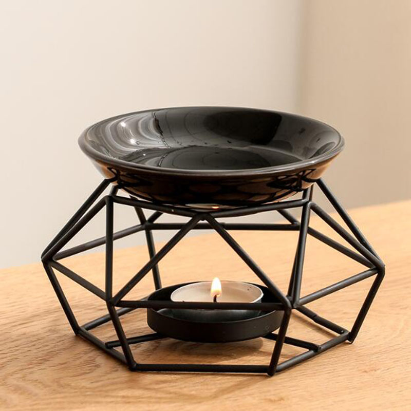 ชามเซรามิคชั้นวางเหล็กสีดํารูป - Home Fragrance Oil Burner บทวิจารณ์และราคา