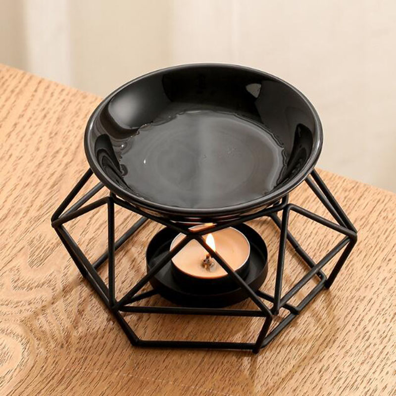 ชามเซรามิคชั้นวางเหล็กสีดํารูป - Home Fragrance Oil Burner บทวิจารณ์และราคา